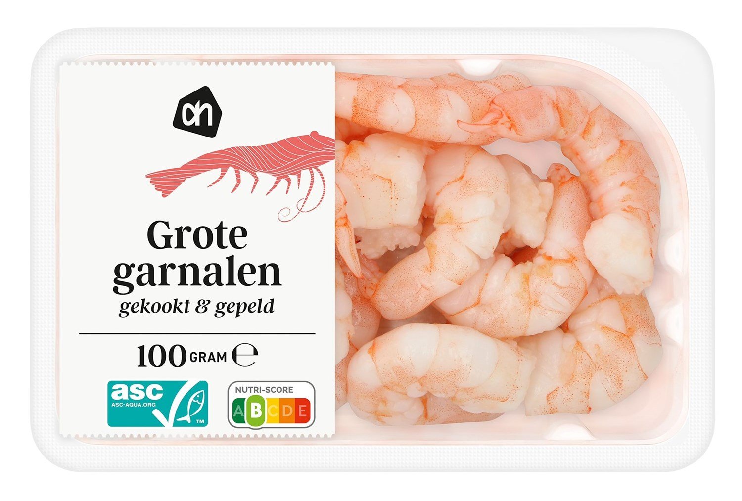 Packaged Albert Heijn shrimp