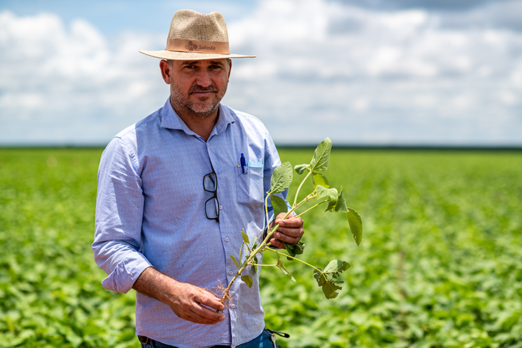 Soy farmer in field in Brazil