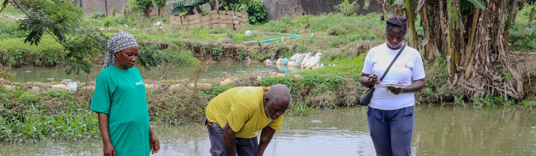 Seun on catfish farm in Nigeria